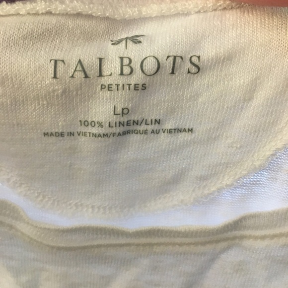 Talbots Happy as a Clam white linen top Sz  LP - Picture 2 of 3